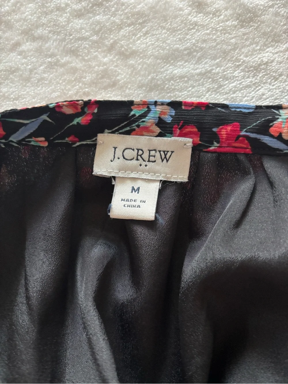 J.Crew Raglan Button-Up Floral Blouse Black Size Romantic Top Size M